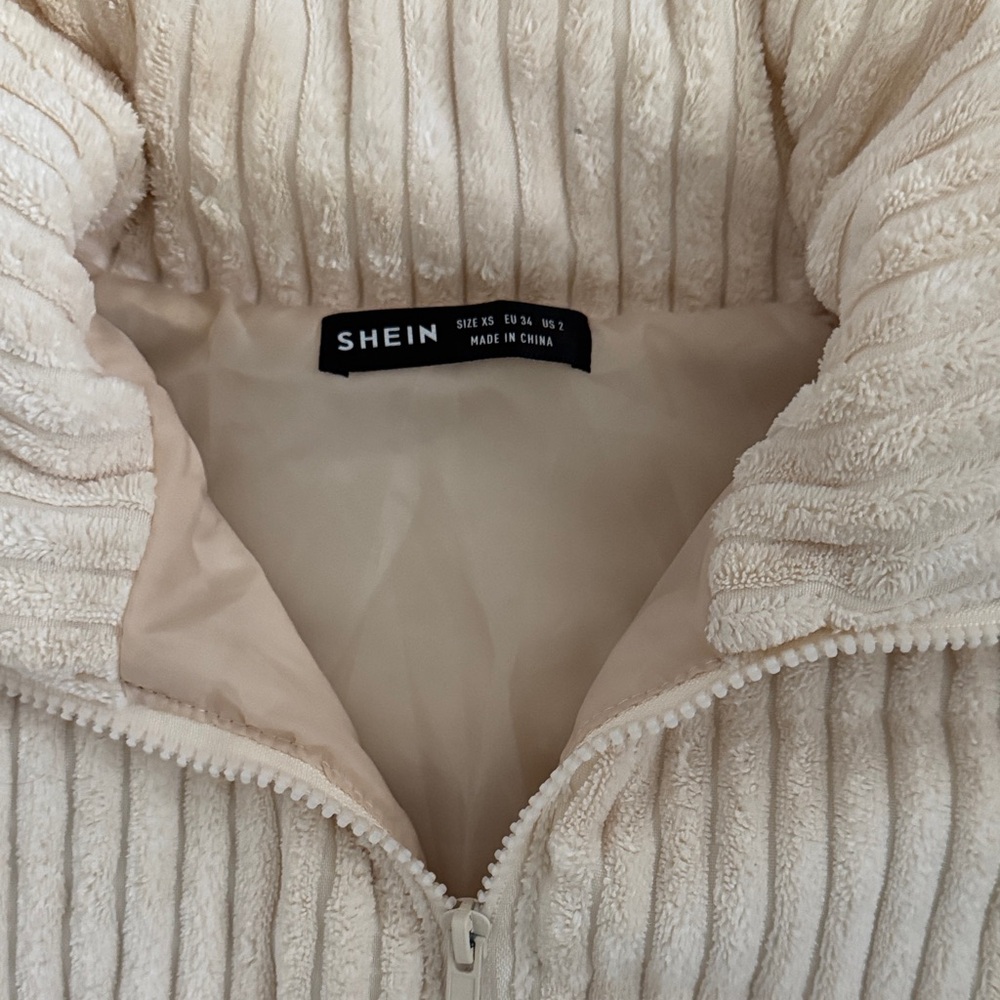 SHEIN Beige Ribbed Zip-Up Jacket - Picture 2 of 2